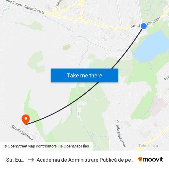 Str. Eugen Coca to Academia de Administrare Publică de pe lângă Președintele Republicii Moldova map