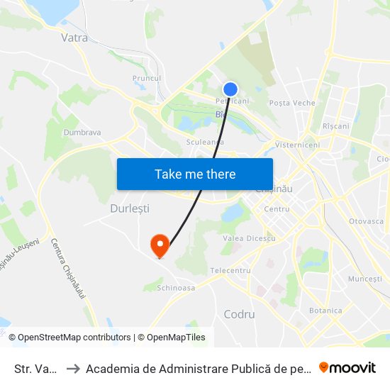 Str. Vasile Harea to Academia de Administrare Publică de pe lângă Președintele Republicii Moldova map