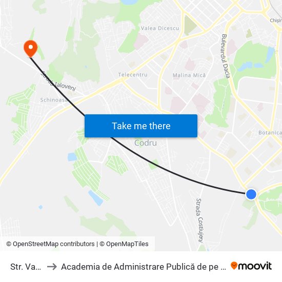 Str. Valea Crucii to Academia de Administrare Publică de pe lângă Președintele Republicii Moldova map