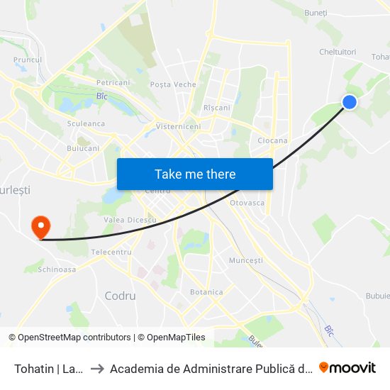 Tohatin | La Hanul Lui Vasile to Academia de Administrare Publică de pe lângă Președintele Republicii Moldova map