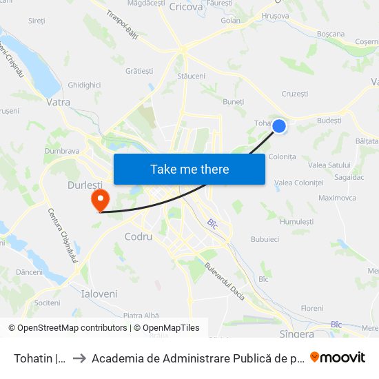 Tohatin | Facultativă to Academia de Administrare Publică de pe lângă Președintele Republicii Moldova map