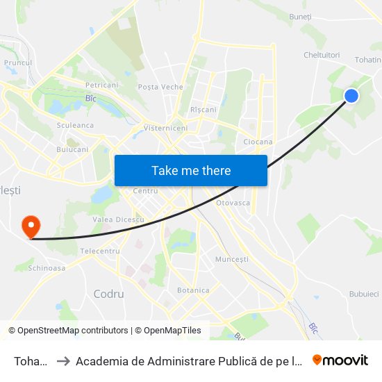 Tohatin | Vile to Academia de Administrare Publică de pe lângă Președintele Republicii Moldova map