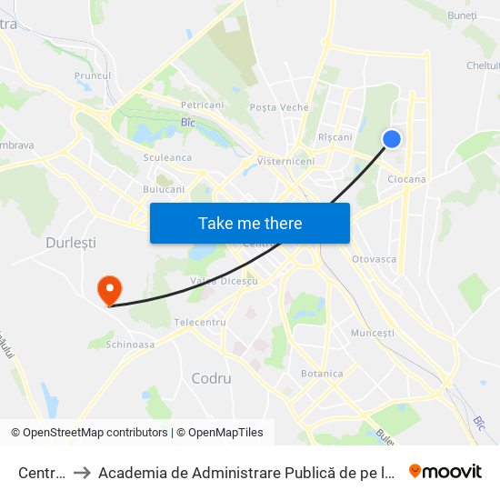 Centrul Civic to Academia de Administrare Publică de pe lângă Președintele Republicii Moldova map