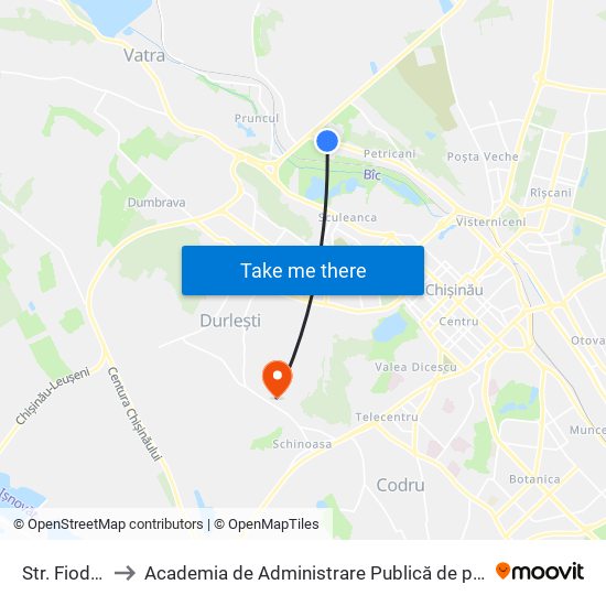 Str. Fiodor Tolbuhin to Academia de Administrare Publică de pe lângă Președintele Republicii Moldova map