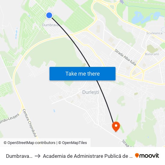 Dumbrava | Str. Durlești to Academia de Administrare Publică de pe lângă Președintele Republicii Moldova map