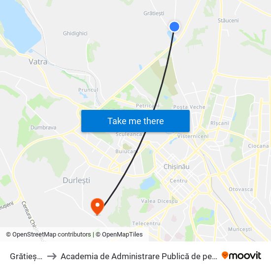 Grătiești | Școală to Academia de Administrare Publică de pe lângă Președintele Republicii Moldova map