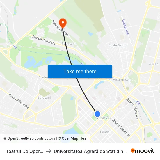 Teatrul De Operă Și Balet to Universitatea Agrară de Stat din Moldova (UASM) map