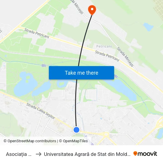 Asociația Zorile to Universitatea Agrară de Stat din Moldova (UASM) map