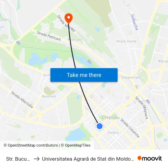 Str. București to Universitatea Agrară de Stat din Moldova (UASM) map