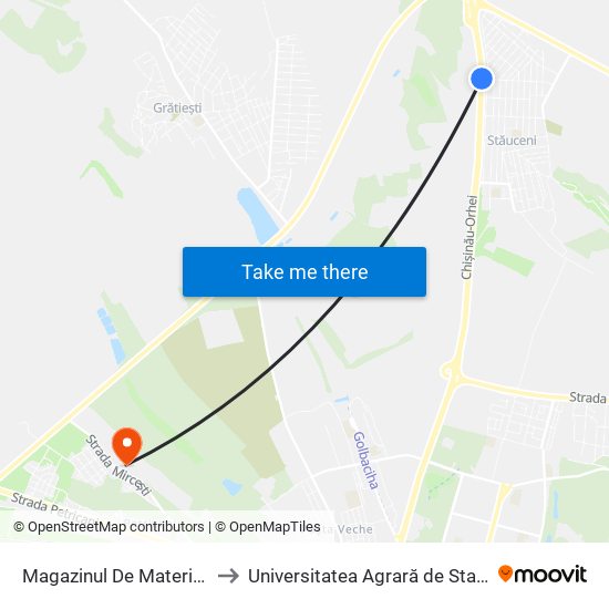 Magazinul De Materiale De Construcții to Universitatea Agrară de Stat din Moldova (UASM) map