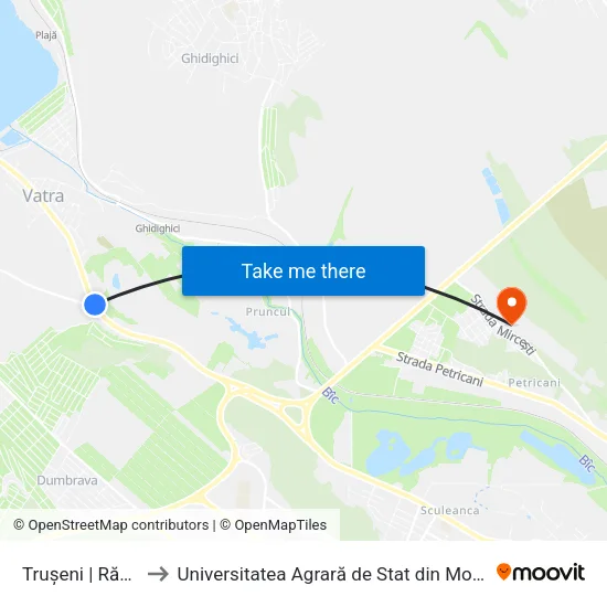 Trușeni | Răscruce to Universitatea Agrară de Stat din Moldova (UASM) map