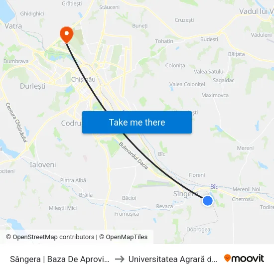 Sângera | Baza De Aprovizionare Cu Produse De Metal to Universitatea Agrară de Stat din Moldova (UASM) map