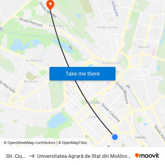 Str. Ciuflea to Universitatea Agrară de Stat din Moldova (UASM) map