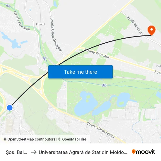 Șos. Balcani to Universitatea Agrară de Stat din Moldova (UASM) map