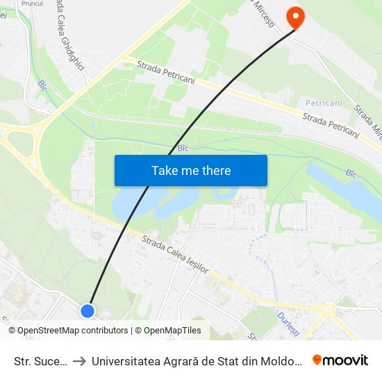 Str. Sucevița to Universitatea Agrară de Stat din Moldova (UASM) map