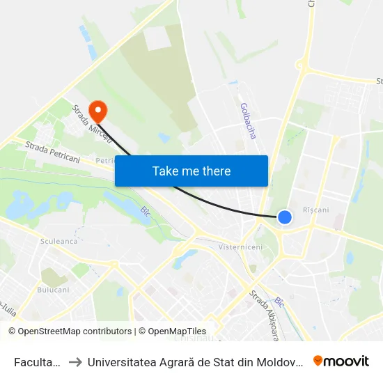 Facultativă to Universitatea Agrară de Stat din Moldova (UASM) map