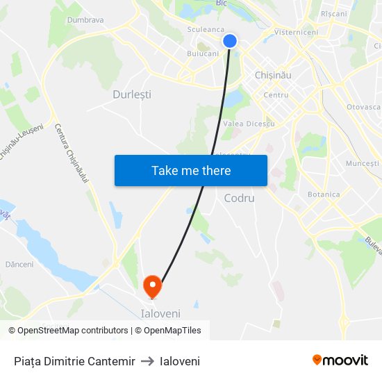 Piața Dimitrie Cantemir to Ialoveni map
