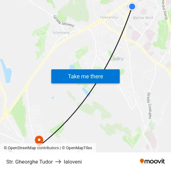 Str. Gheorghe Tudor to Ialoveni map