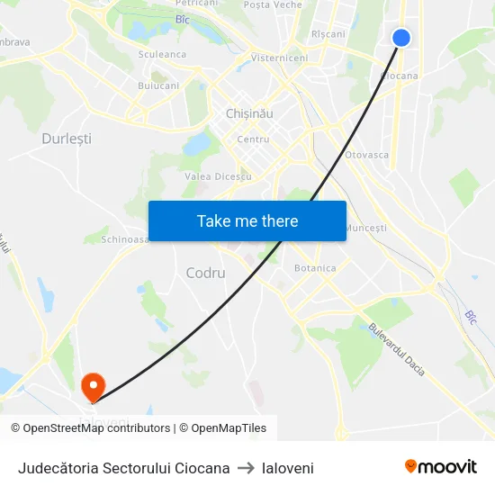 Judecătoria Sectorului Ciocana to Ialoveni map