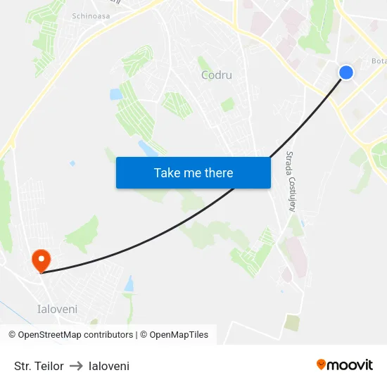 Str. Teilor to Ialoveni map