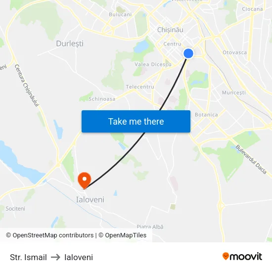Str. Ismail to Ialoveni map