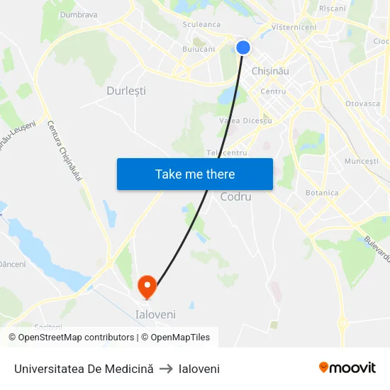Universitatea De Medicină to Ialoveni map