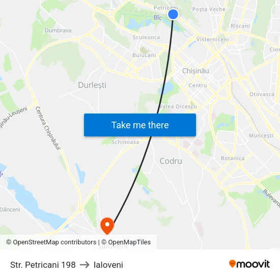 Str. Petricani 198 to Ialoveni map