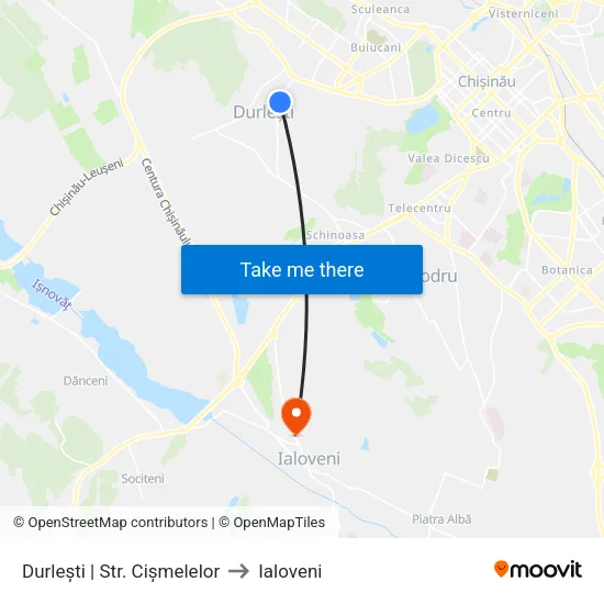 Durlești | Str. Cișmelelor to Ialoveni map