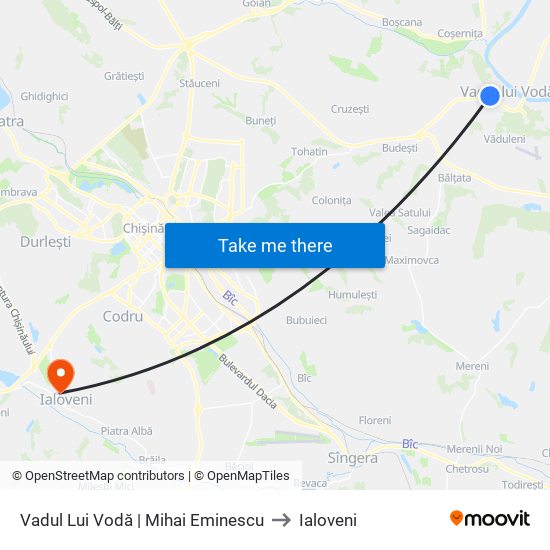 Vadul Lui Vodă | Mihai Eminescu to Ialoveni map