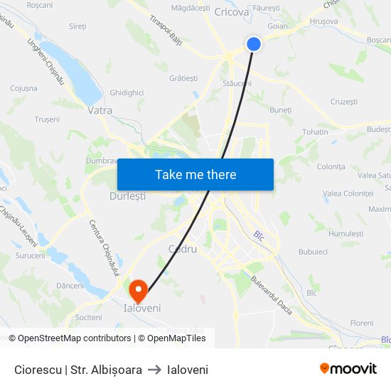 Ciorescu | Str. Albișoara to Ialoveni map