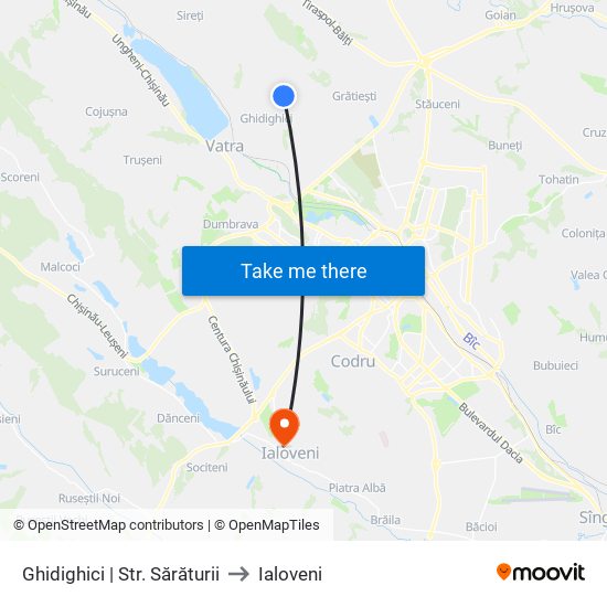 Ghidighici | Str. Sărăturii to Ialoveni map