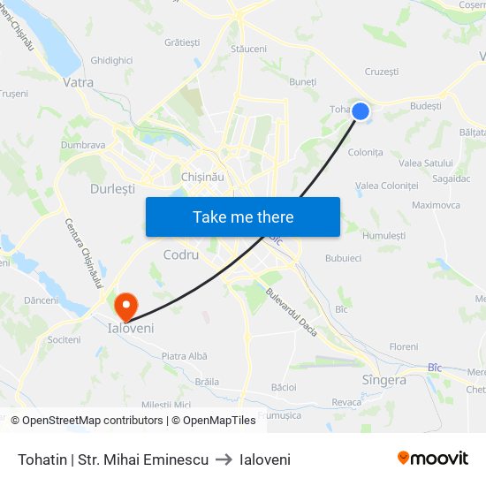 Tohatin | Str. Mihai Eminescu to Ialoveni map