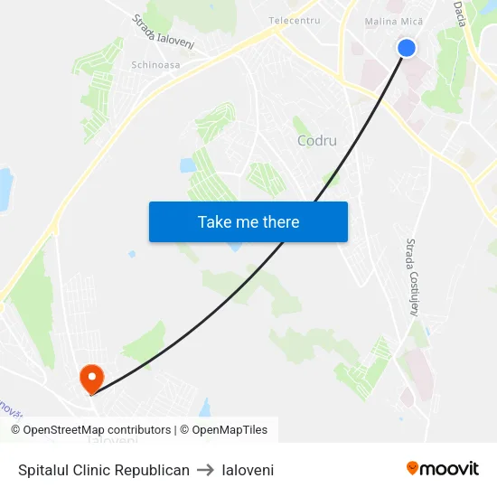 Spitalul Clinic Republican to Ialoveni map