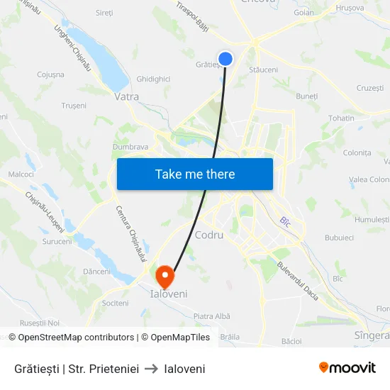 Grătiești | Str. Prieteniei to Ialoveni map