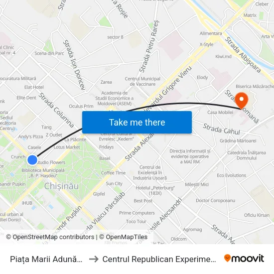 Piața Marii Adunări Naționale to Centrul Republican Experimental De Protezare map