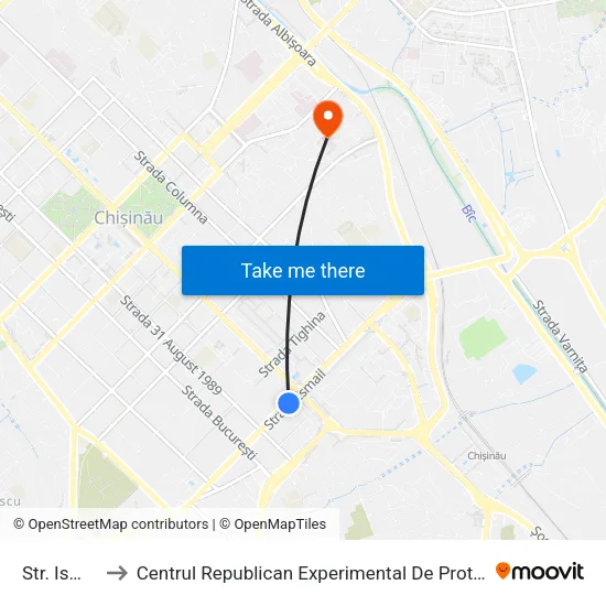 Str. Ismail to Centrul Republican Experimental De Protezare map