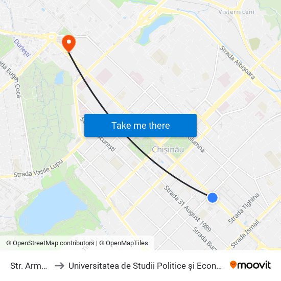 Str. Armenească to Universitatea de Studii Politice și Economice Europene (USPEE) map