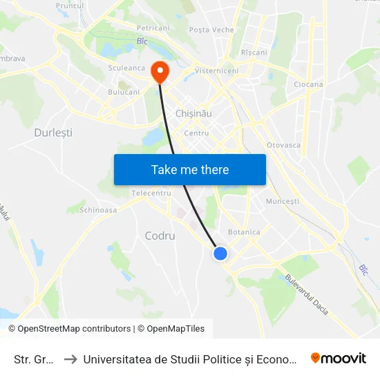 Str. Grenoble to Universitatea de Studii Politice și Economice Europene (USPEE) map