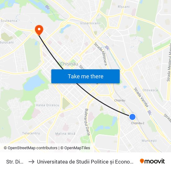 Str. Dimineții to Universitatea de Studii Politice și Economice Europene (USPEE) map