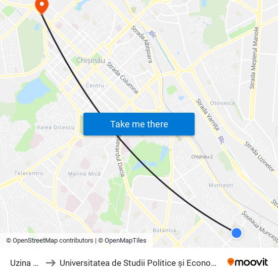 Uzina Etalon to Universitatea de Studii Politice și Economice Europene (USPEE) map