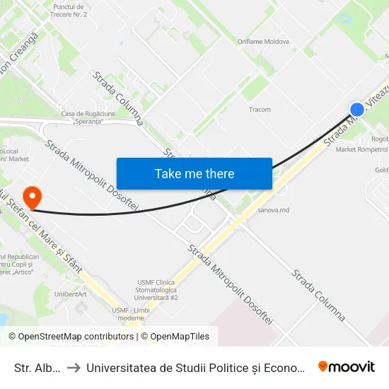 Str. Albișoara to Universitatea de Studii Politice și Economice Europene (USPEE) map
