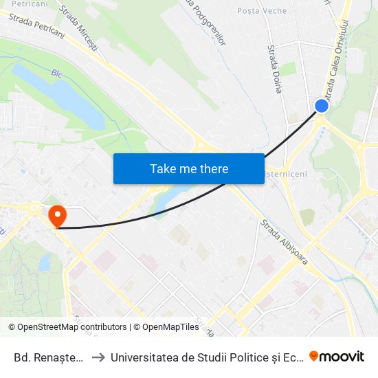 Bd. Renașterii Naționale to Universitatea de Studii Politice și Economice Europene (USPEE) map