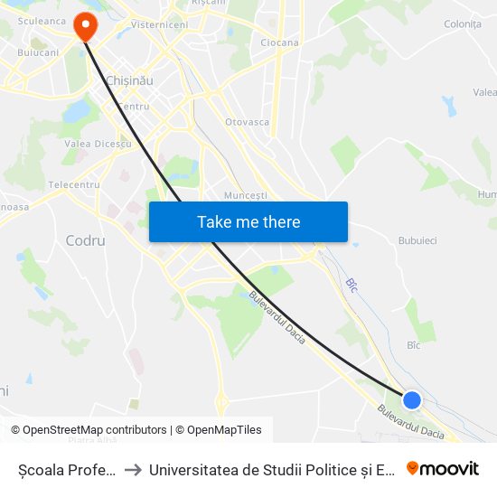 Școala Profesională Nr. 4 to Universitatea de Studii Politice și Economice Europene (USPEE) map