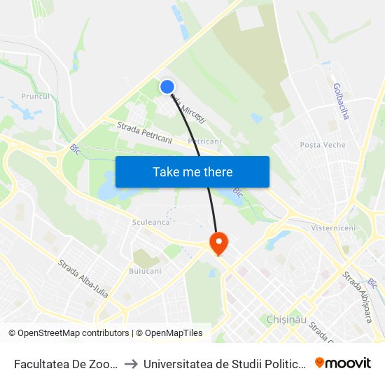 Facultatea De Zootehnie Și Biotehnologii to Universitatea de Studii Politice și Economice Europene (USPEE) map