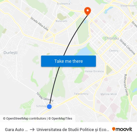 Gara Auto Sud-Vest to Universitatea de Studii Politice și Economice Europene (USPEE) map