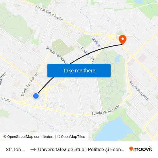 Str. Ion Creangă to Universitatea de Studii Politice și Economice Europene (USPEE) map