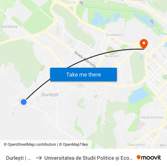 Durlești | Policlinica to Universitatea de Studii Politice și Economice Europene (USPEE) map