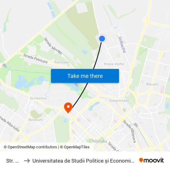 Str. Doina to Universitatea de Studii Politice și Economice Europene (USPEE) map