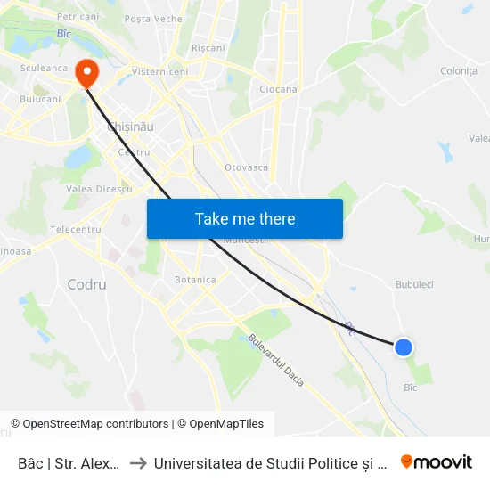 Bâc | Str. Alexandru Cel Bun to Universitatea de Studii Politice și Economice Europene (USPEE) map