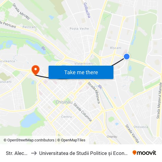 Str. Alecu Russo to Universitatea de Studii Politice și Economice Europene (USPEE) map